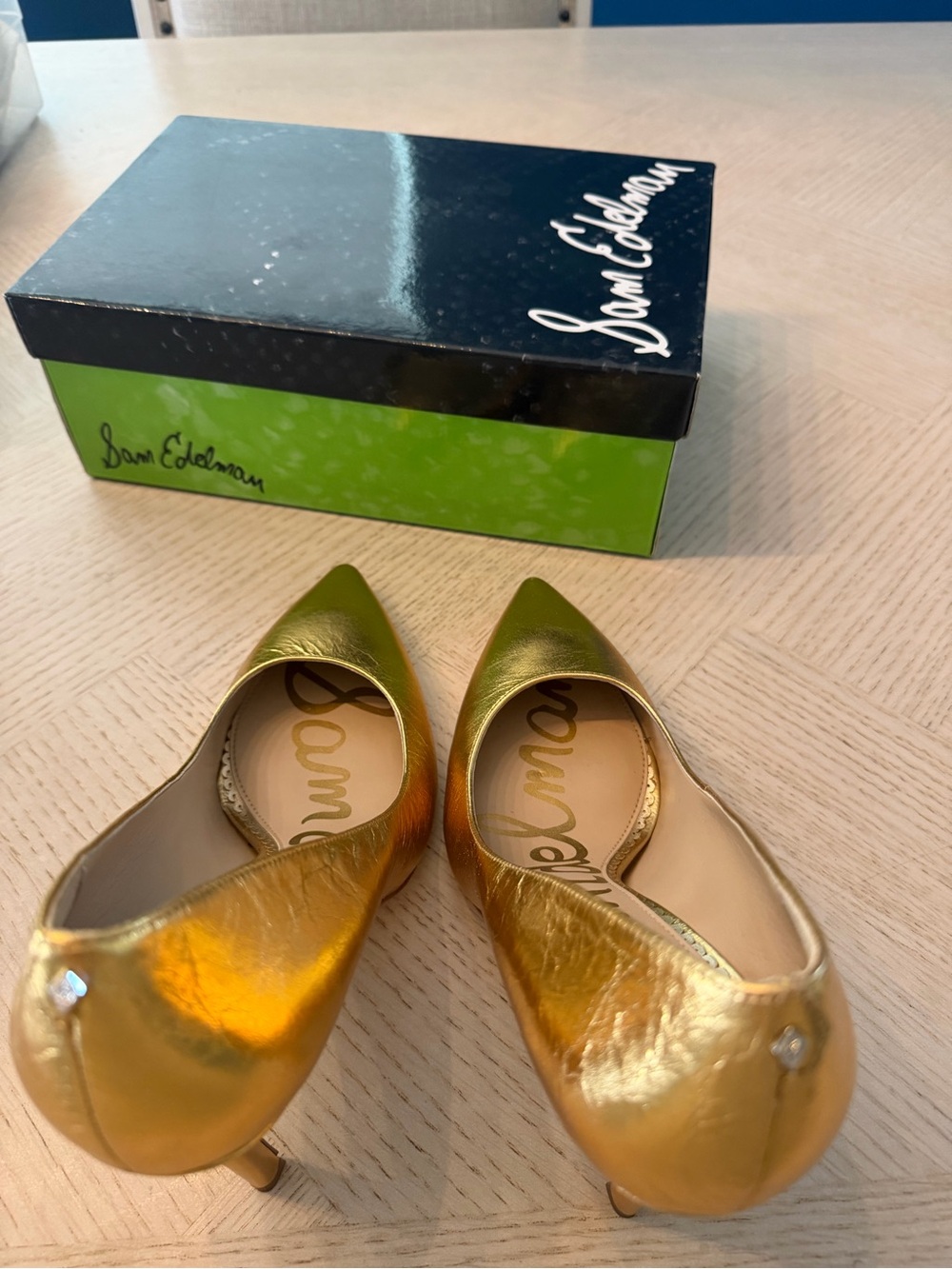 Sam Edelman Metallic Gold Pointed Toe Pumps - Picture 2 of 4